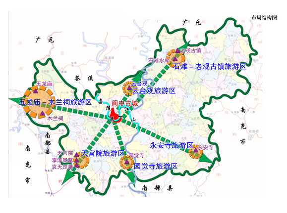 阆中古城地图 全景图片