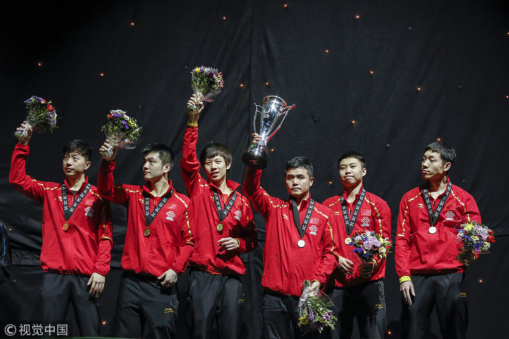 2018乒乓球团体世界杯男团颁奖仪式举行:中国队夺冠
