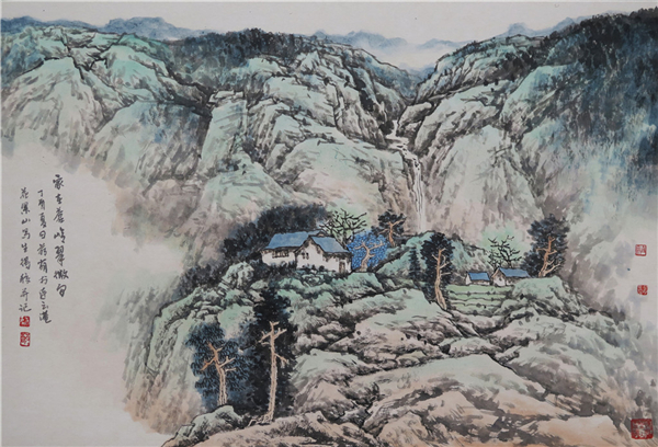 五彩缤纷油画笔换成乌黑浓墨,蔡萌萌山水之盟个展在文史馆举办