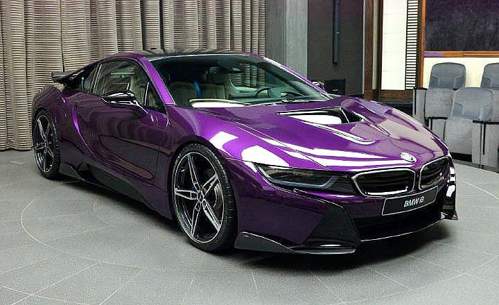 独家定制紫色宝马i8改装车,赚足了回头率