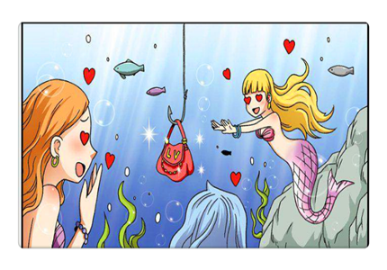 搞笑漫画:么么钓美人鱼有秘诀?呆头:还是你懂女儿心