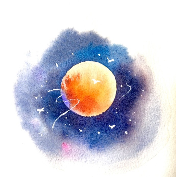 一组超美的水彩月亮插画分享!