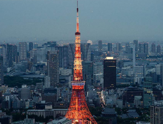 六个国家的标志性建筑:图六被评选为"世界新七大奇迹",日本的东京塔.