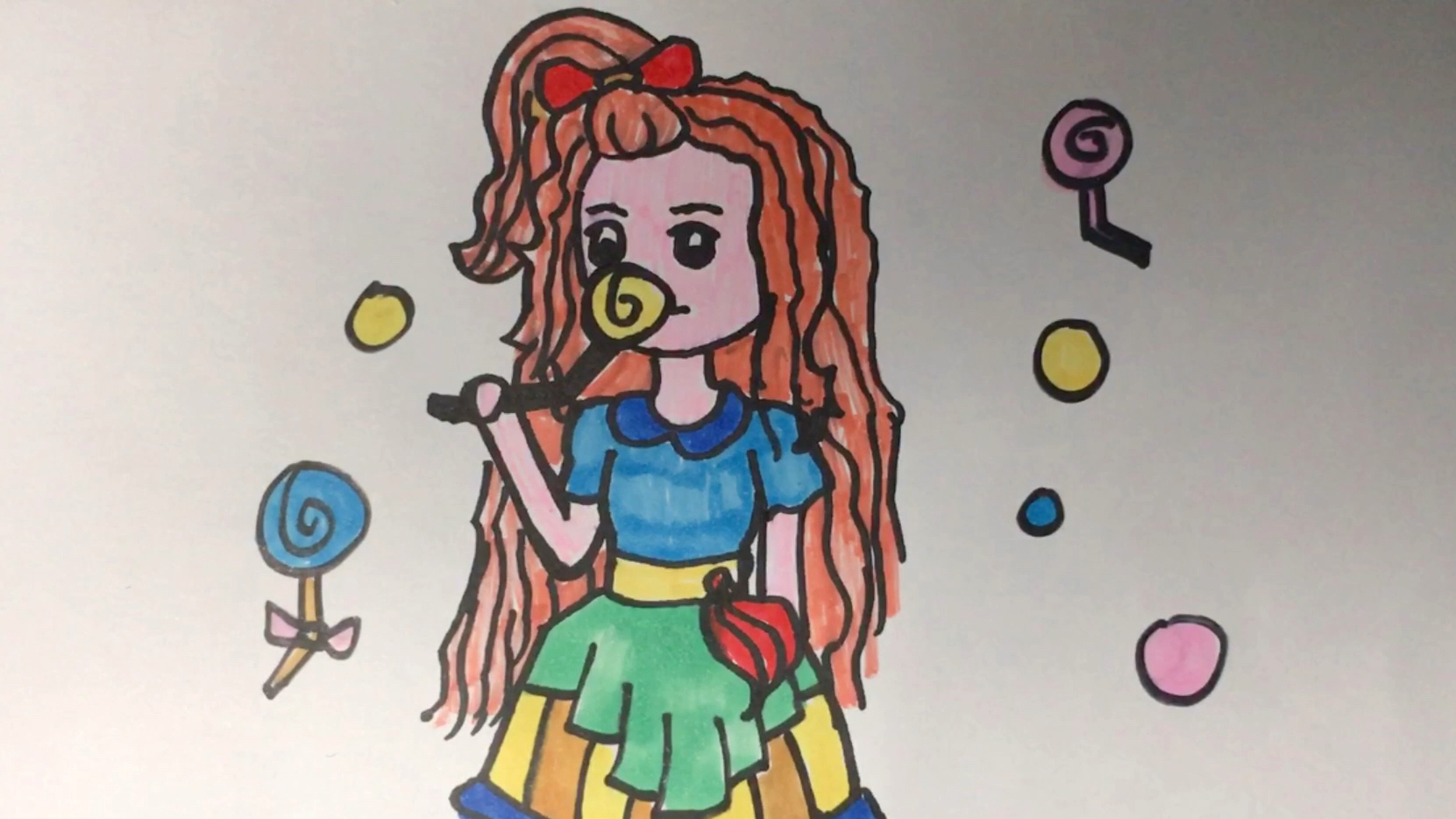 美术绘画教程,动漫卡通人物画,吃棒棒糖的小萝莉