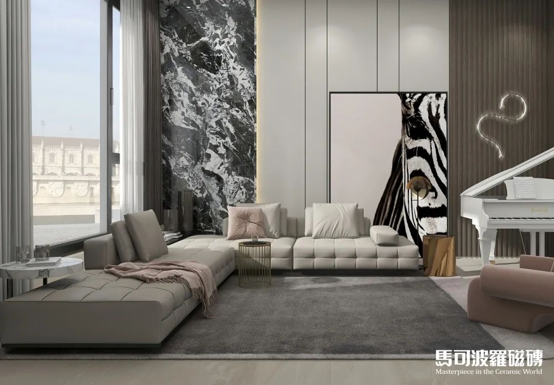 马可波罗岩板背景墙,客厅里的一道靓丽风景线
