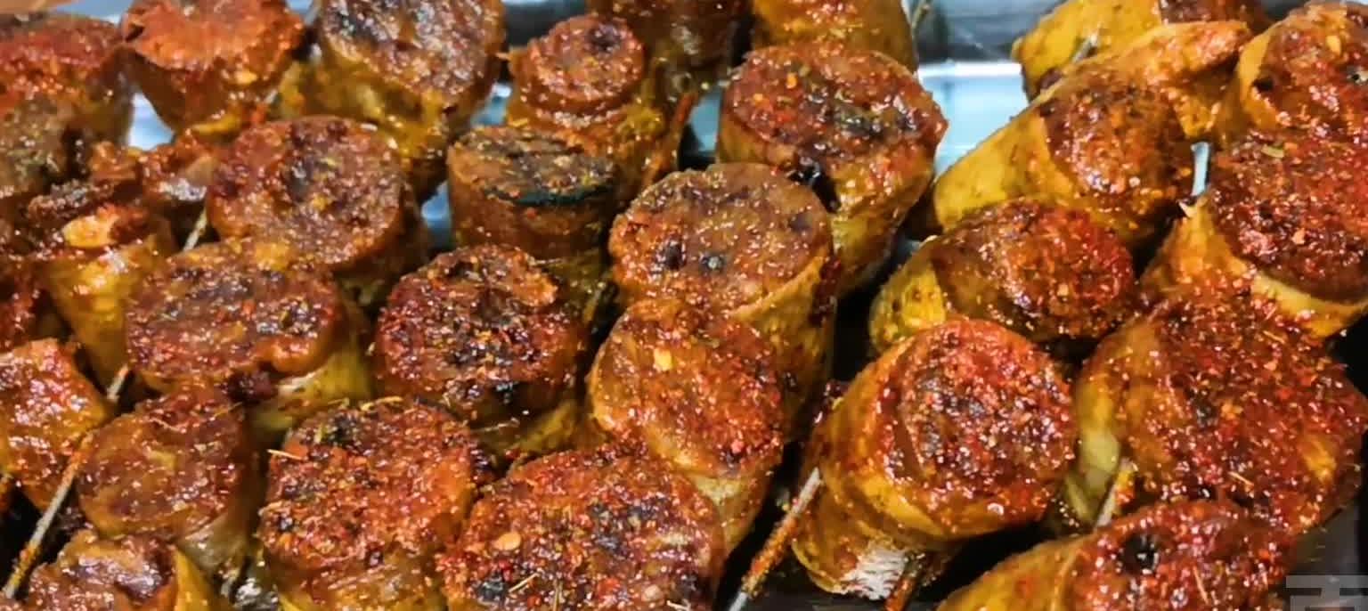 青海回族正宗烤羊肠,烤羊肉串,干拌面,炮仗面,舌尖上的美味