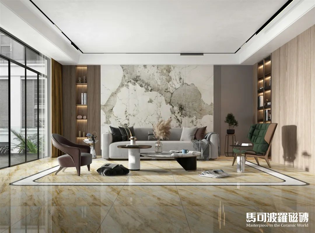 马可波罗岩板背景墙,客厅里的一道靓丽风景线