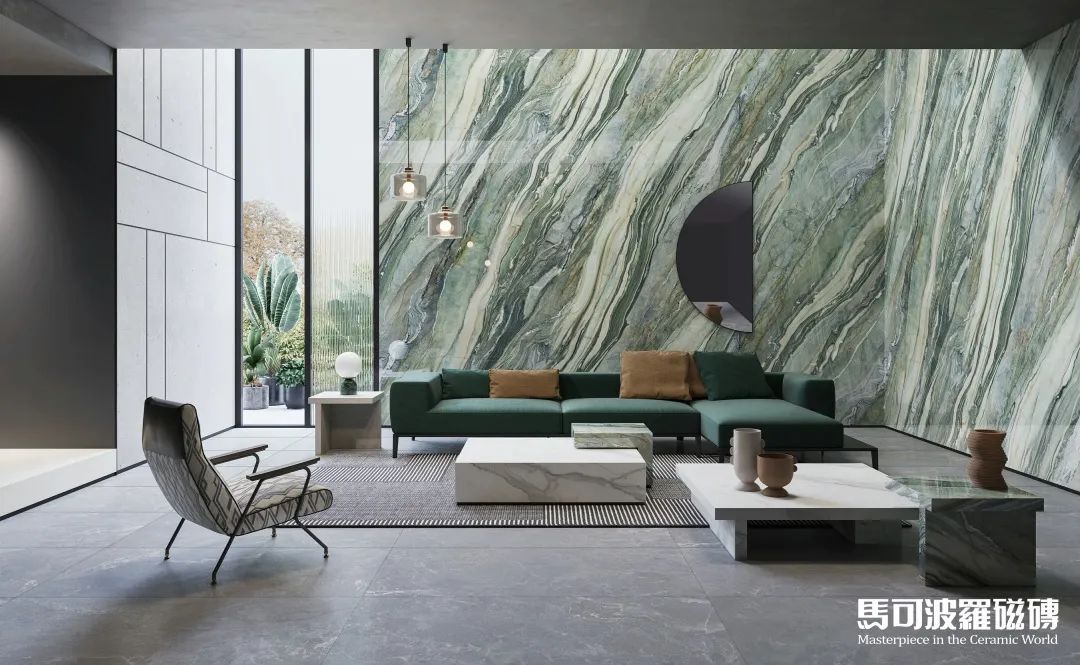 马可波罗岩板背景墙,客厅里的一道靓丽风景线