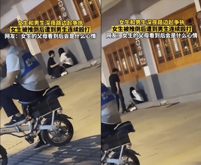 情侣吵架女生被逼到墙边,任由男友拽头发打脸也不还手,网友心疼