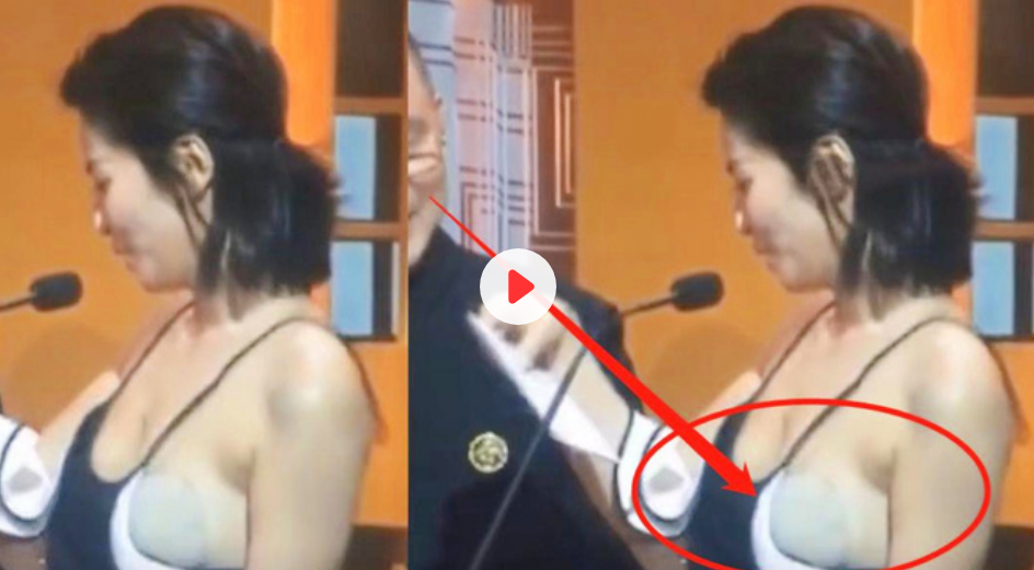 明星大型社死现场,刘涛台上肩带滑落露出胸贴,大叔眼神成亮点