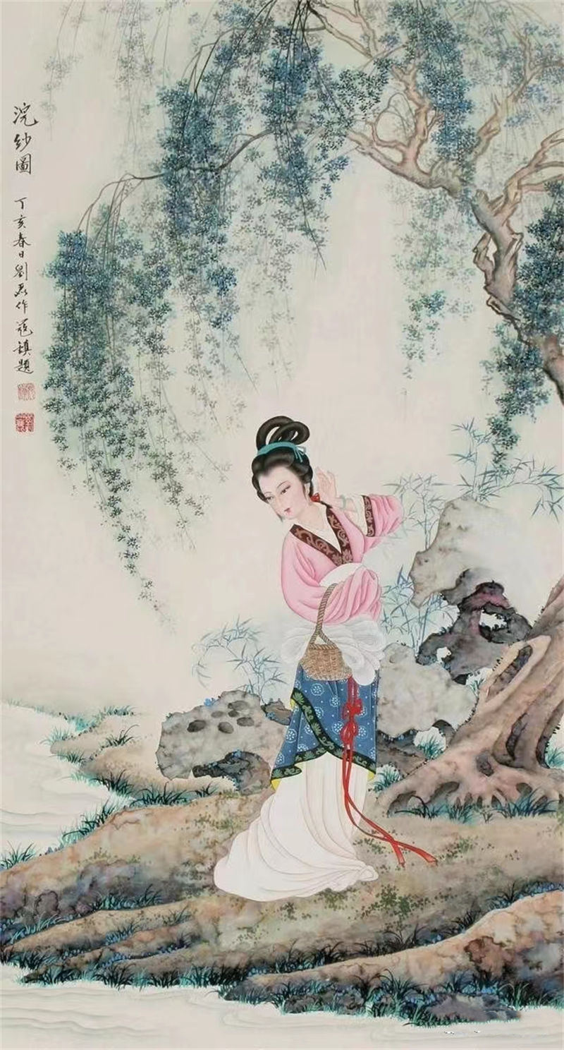 工笔美人美体国画图片