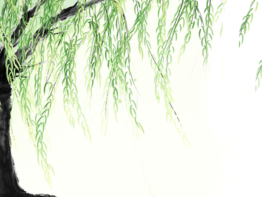 描写杨柳诗词:解冻风来末上青,解垂罗袖拜卿卿