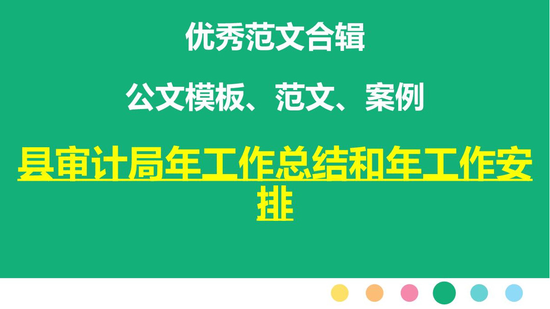 縣審計局年工作總結和年工作安排