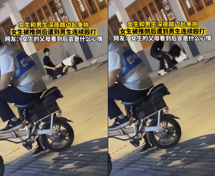 情侣吵架女生被逼到墙边,任由男友拽头发打脸也不还手,网友心疼