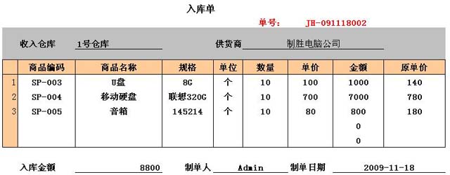 勤哲excel服務器實例模板庫之——庫存管理系統