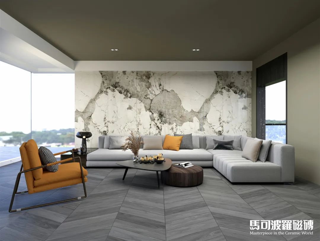 马可波罗岩板背景墙,客厅里的一道靓丽风景线