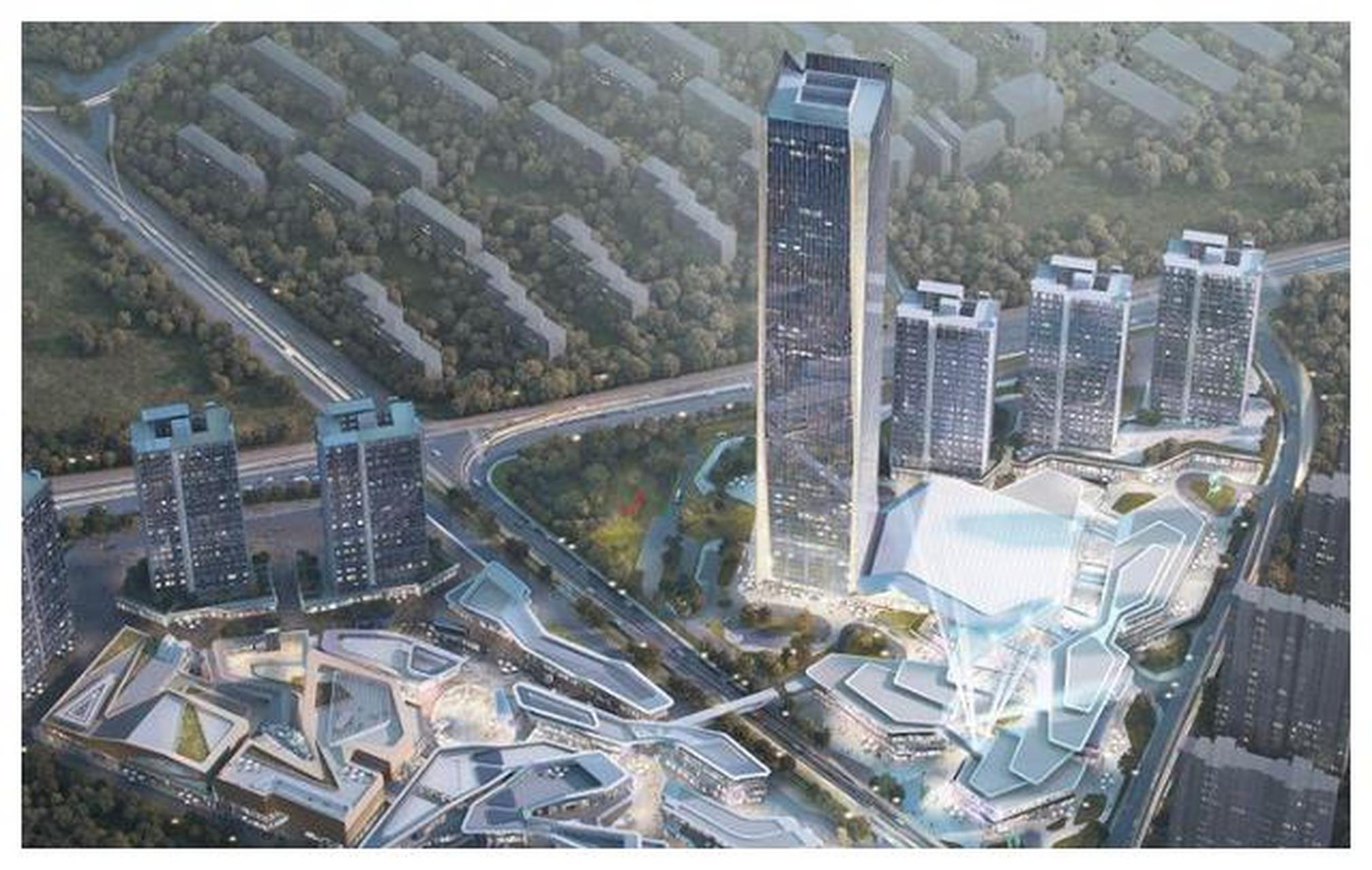 威海华发九龙湾中心cbd是一座耗资7亿的建筑,预计明年完工.