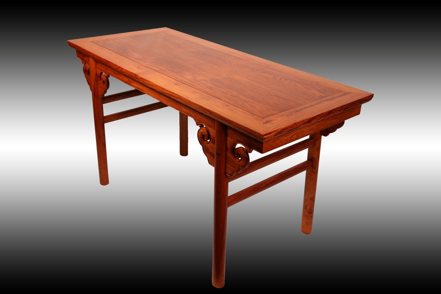 标准明代画案长啥样,夹头榫,卷云牙头直足落地