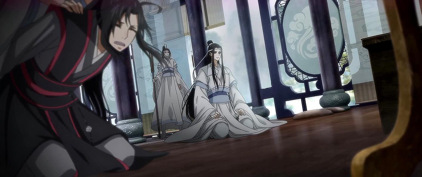 魔道祖师:剧中蓝忘机第1次,因为魏无羡自行接受惩罚的场景