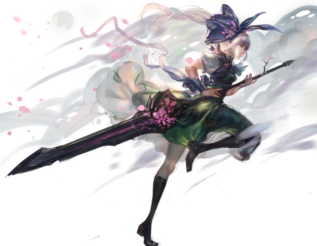 动漫水彩手绘:个性十足的大剑美少女,自信而执着.