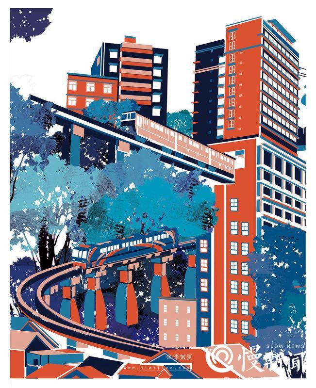 轻轨穿楼,千厮门大桥……广东插画师来渝游玩5天画出重庆印象