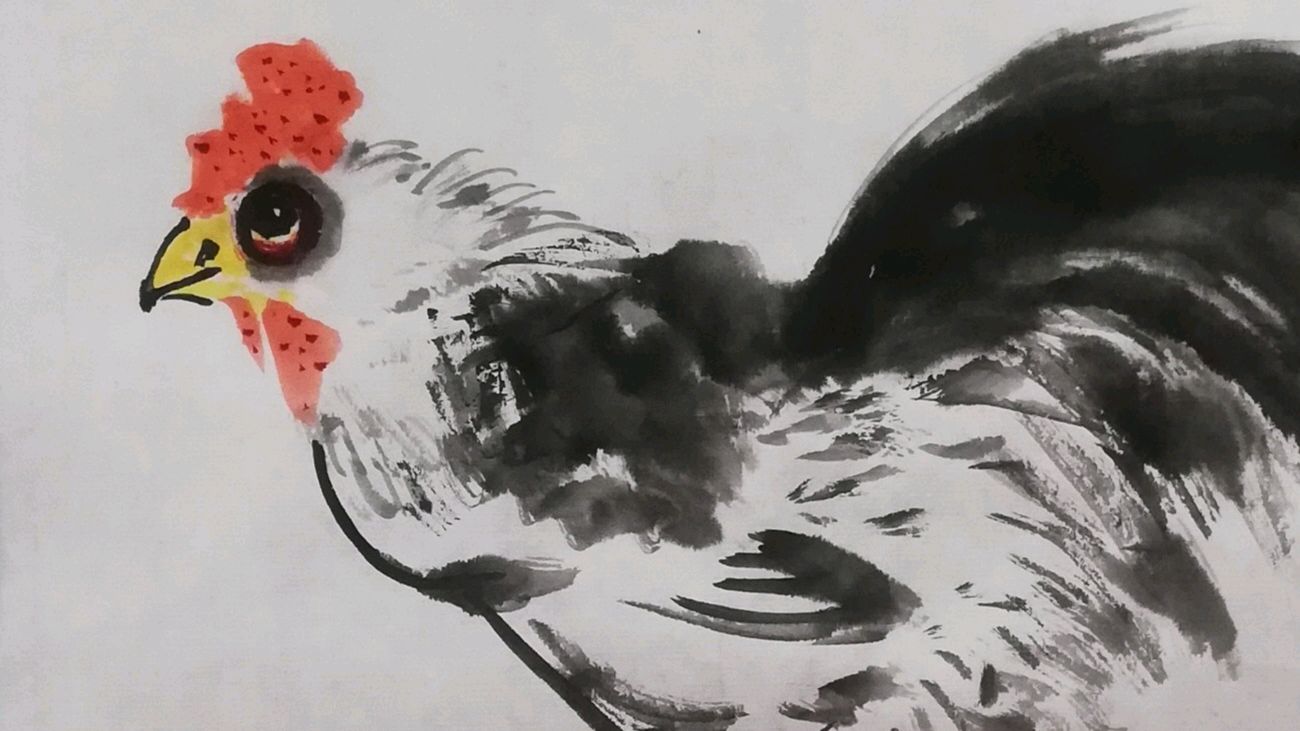 国画:公鸡的大写意画法,简单一学就会!