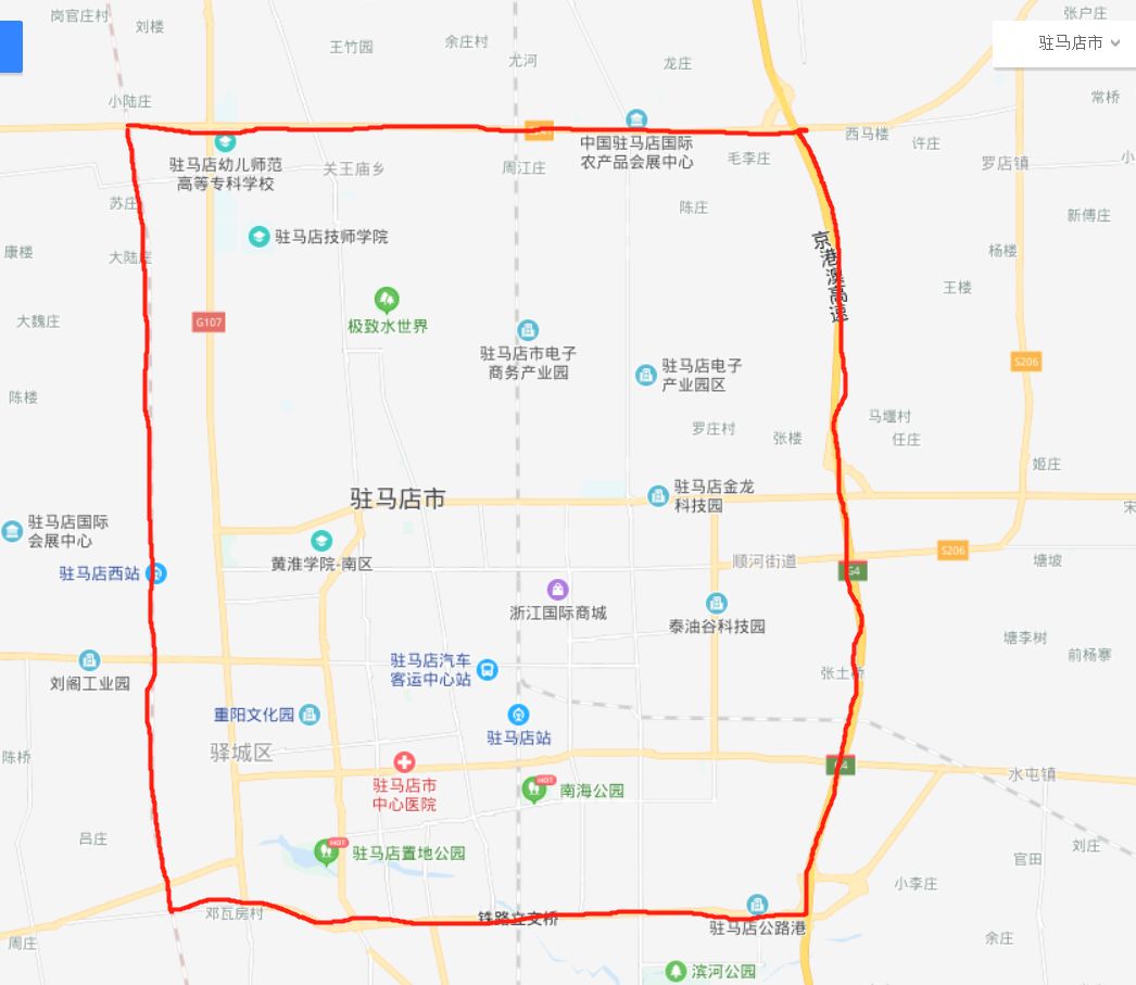 驻马店限行区域示意图图片