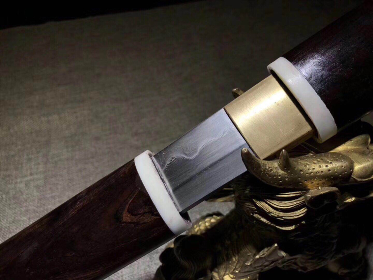 黑檀木百炼钢烧刃直刀