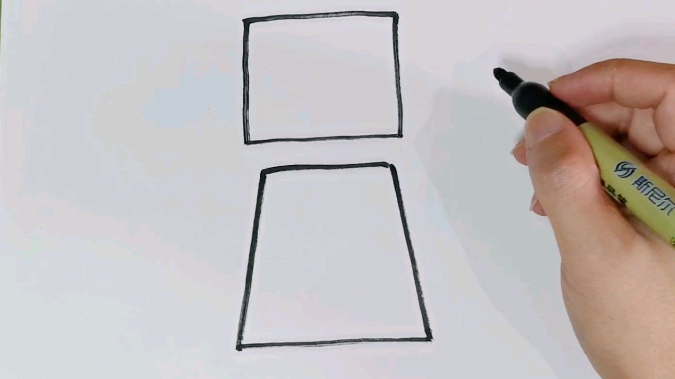 用正方形和梯形画机器人儿童画