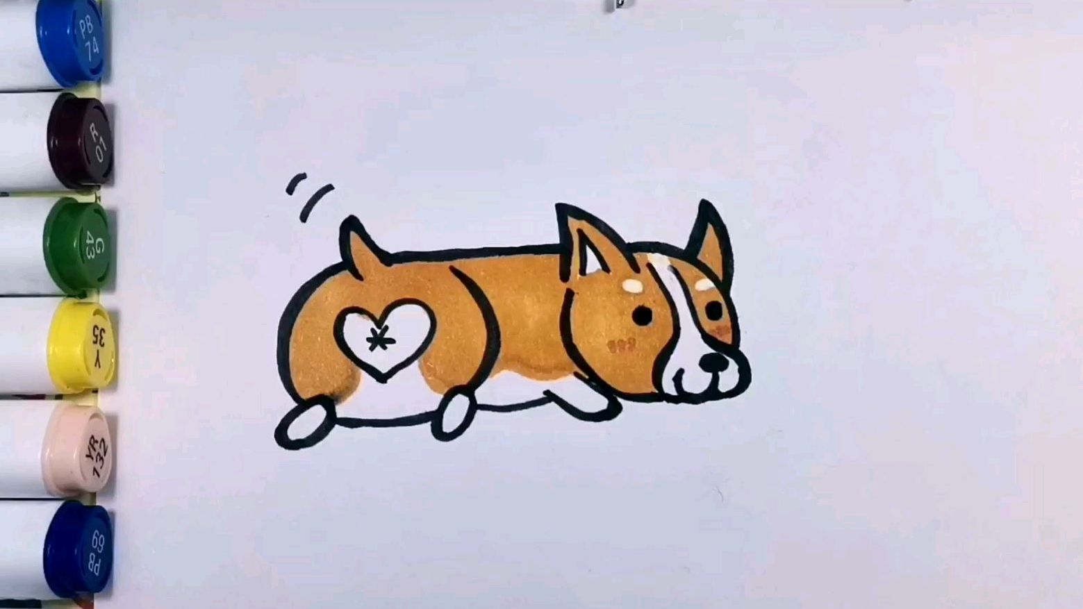 宠物犬柯基简笔画