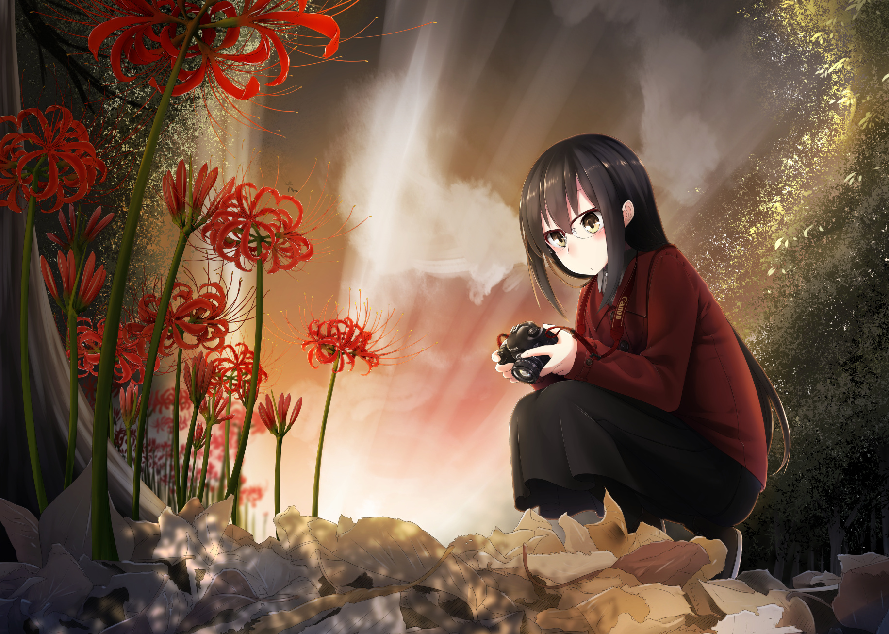 精选二次元动漫中戴眼镜的漂亮美少女插画壁纸,喜欢的收藏起来