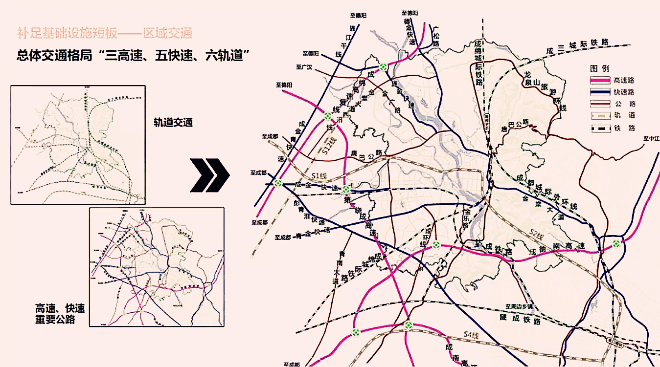 成都市金堂縣最新交通規劃圖(高速,快速,軌道交通等)