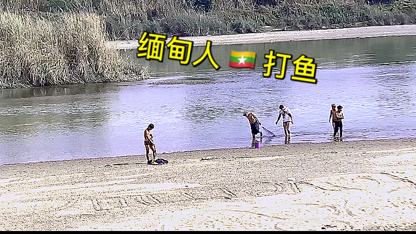 中缅共饮一江水—瑞丽江,越境跑到中国境内来抓鱼的缅甸人