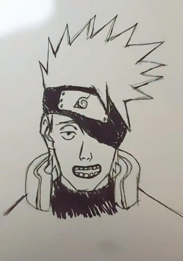 美术生画卡卡西,看到面具下的脸,网友:香肠嘴你是认真的吗?