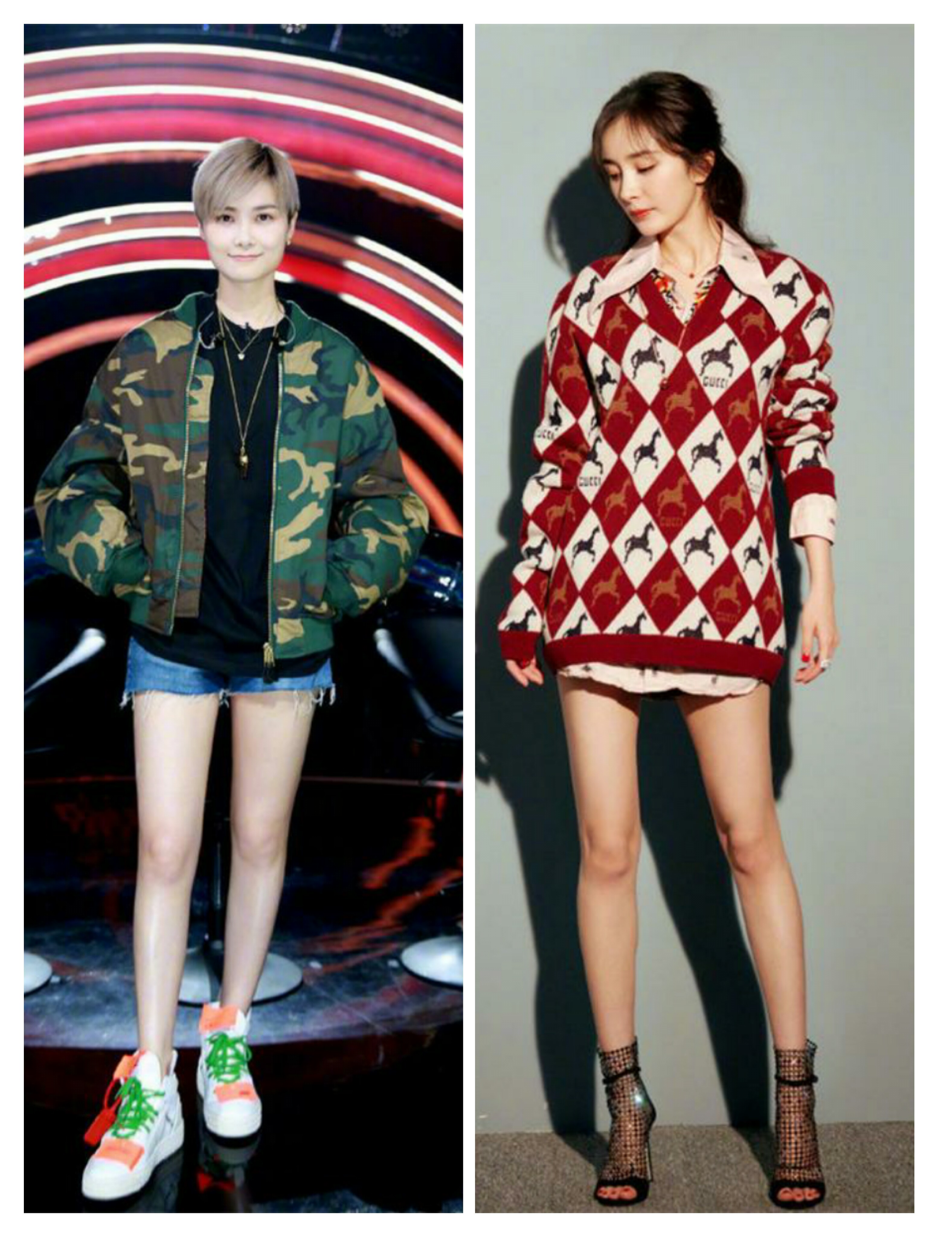 《明日之子》两人都穿短裤站在那一起,腿部对比尴尬了!