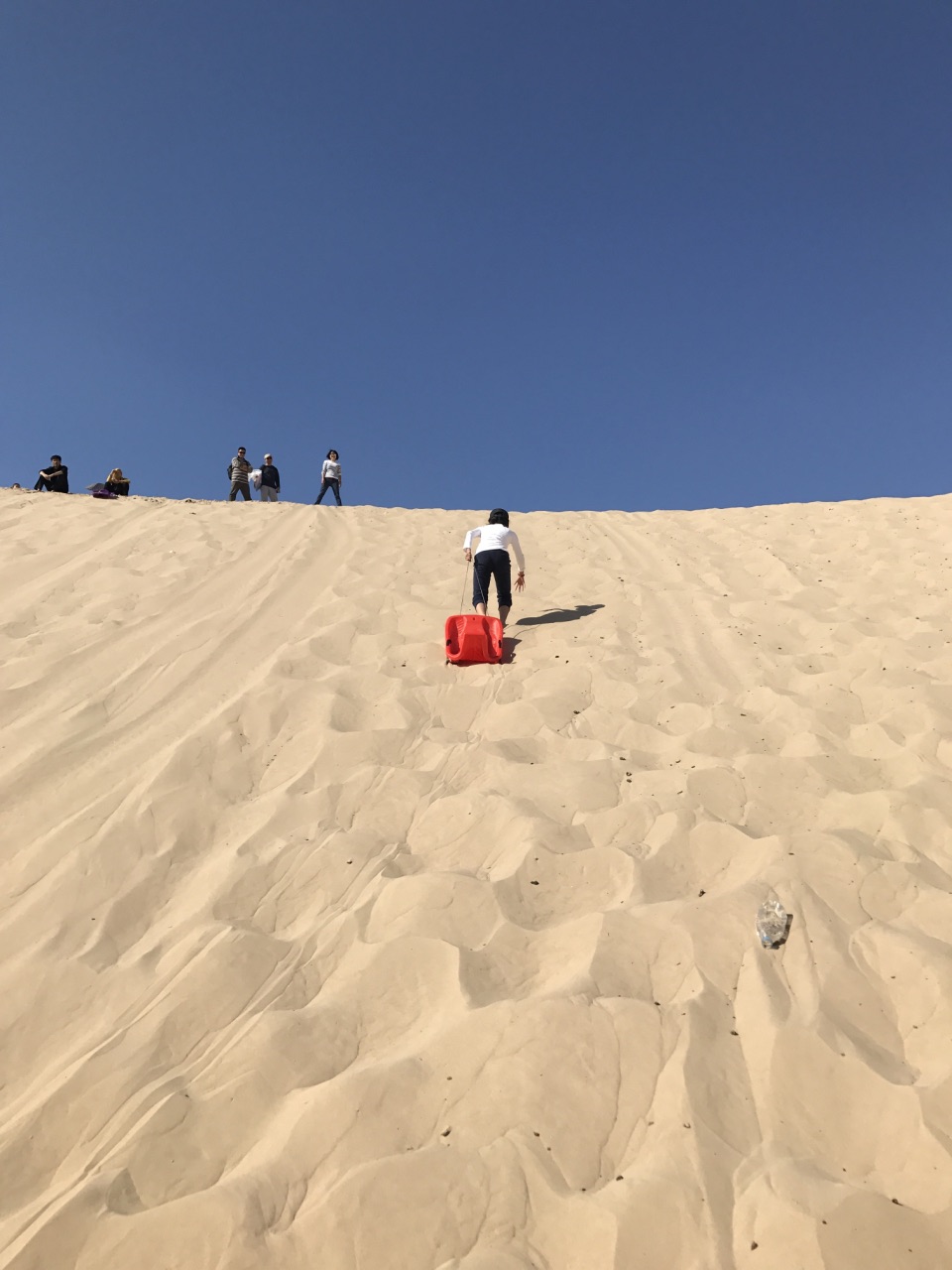 玉龙沙湖景区沙丘高大陡险,垂直高度平均75米以上,沙子自然坡高约为70
