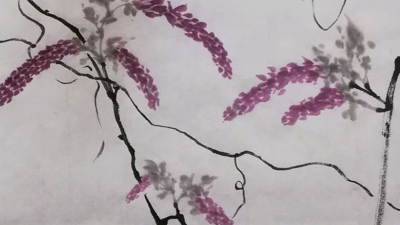 国画:大家都见过盛开的紫藤花吧!没开的紫藤花苞你们注意了吗