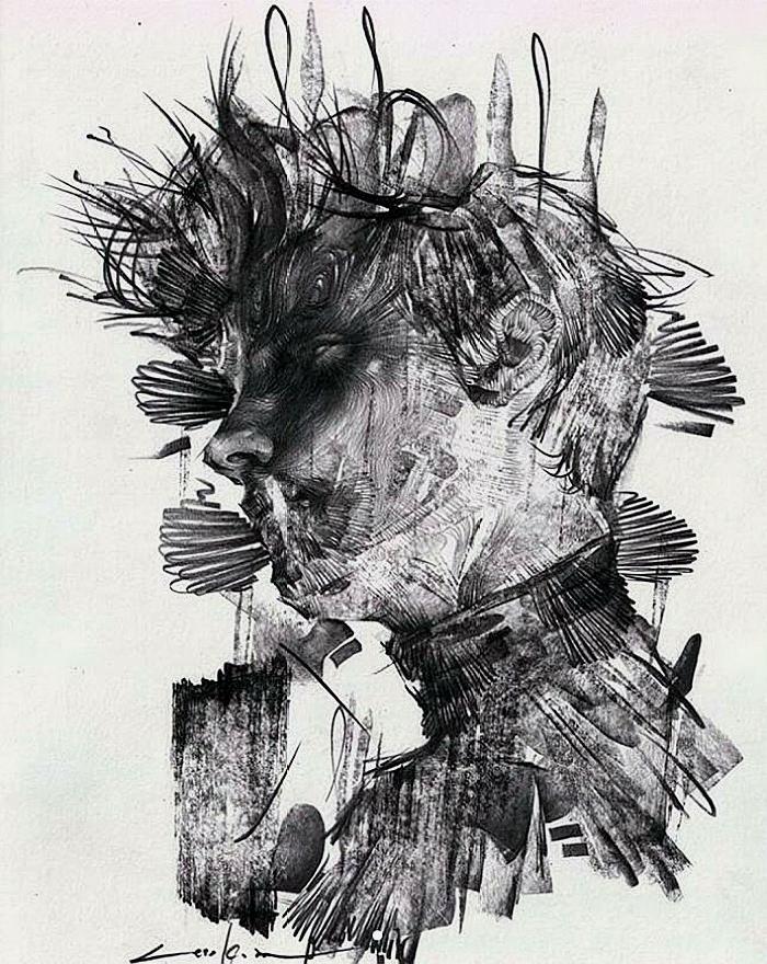 充满力量感的人像铅笔画素描艺术 素描还可以画真漂亮