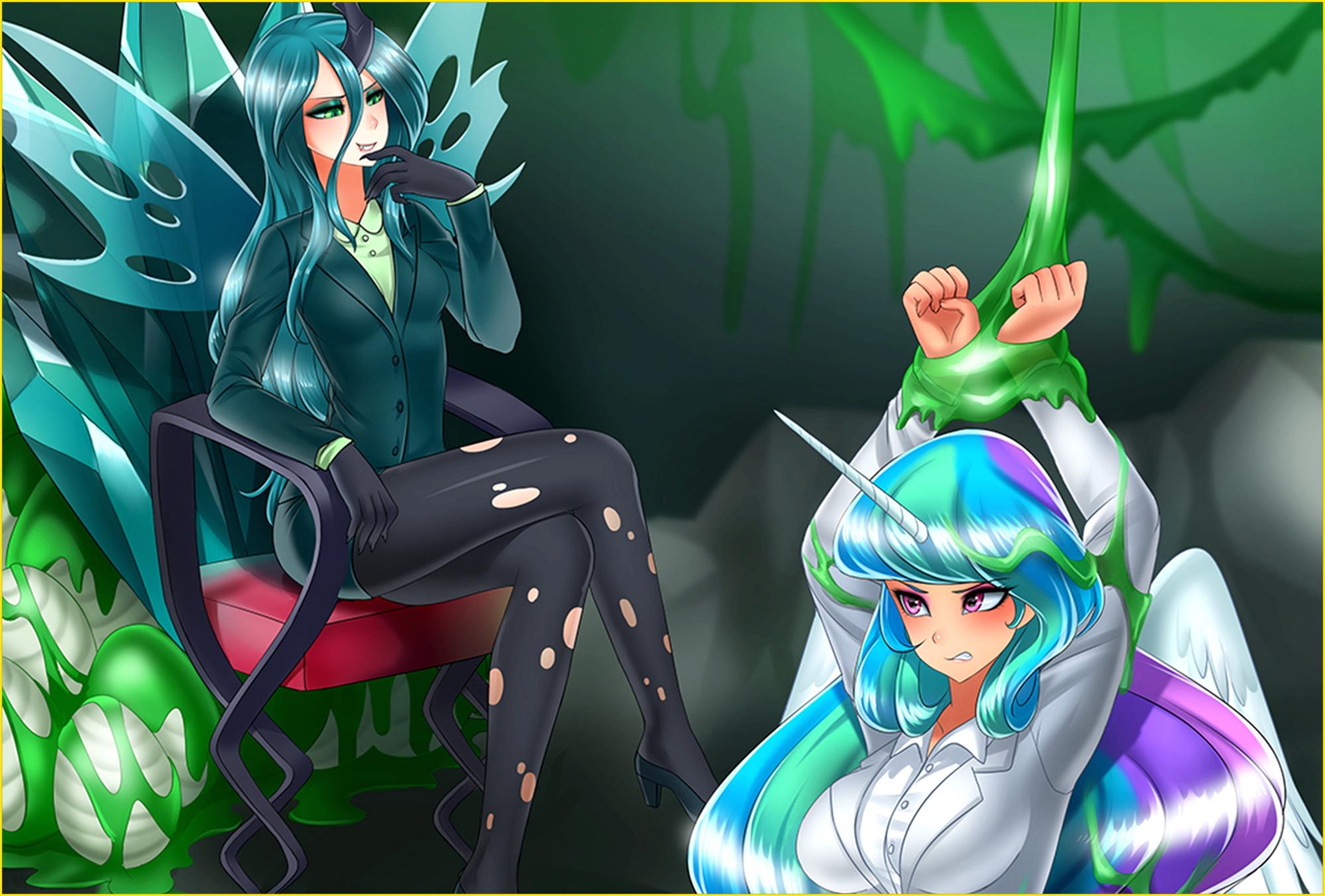 小马宝莉:谁更黑?"梦魇之月"和虫茧女王开战,qc坐收渔翁之利