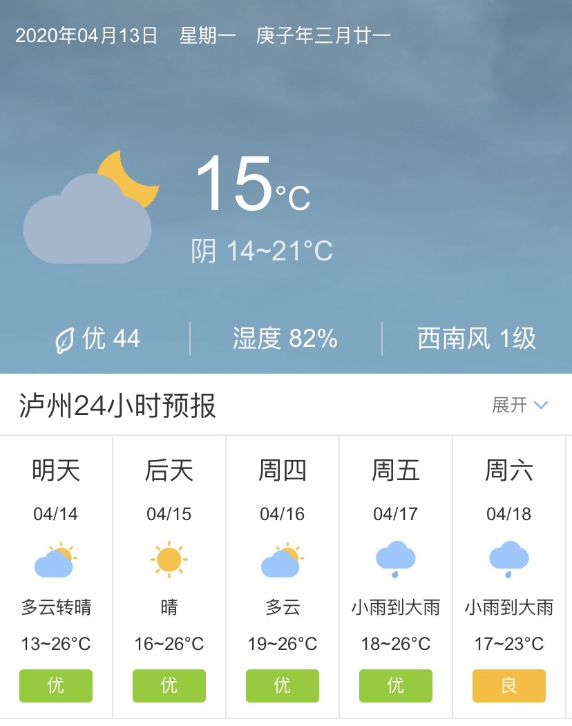 泸州天气预报今天图片