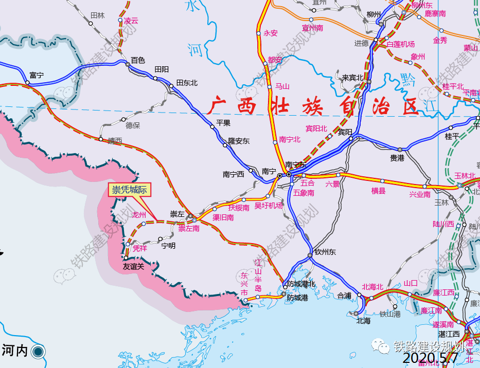 崇左至凭祥城际铁路可研送审稿开始内部审查,计划年内开工