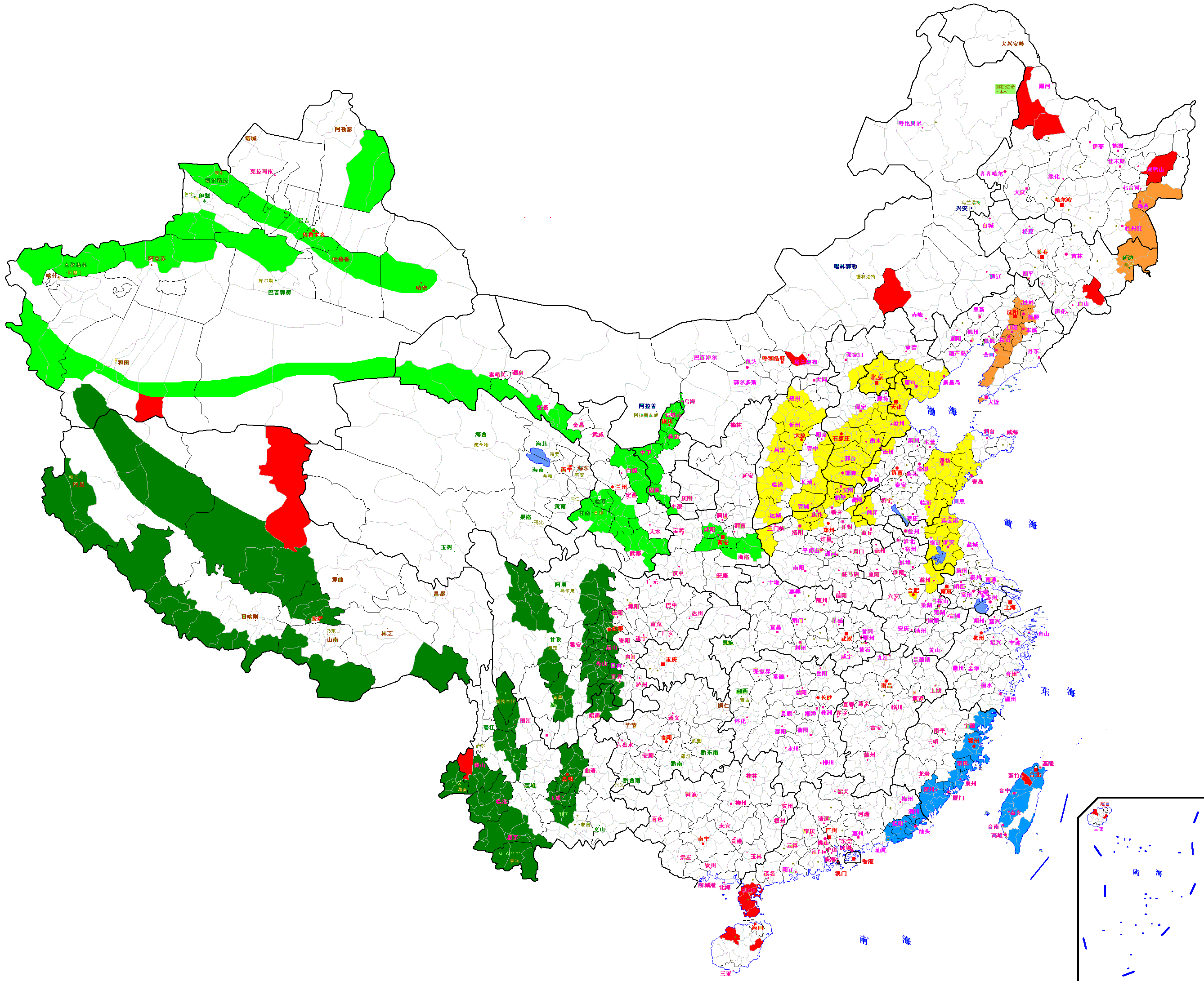 注:红色区域为火山带