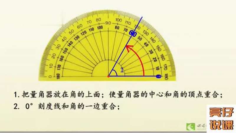 角的度量-用量角器量,画角(小学数学四年级上册),教育,学校教育,好看视频