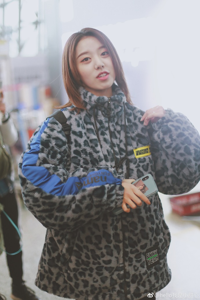 刘人语穿豹纹外套现身机场,笑容灿烂.