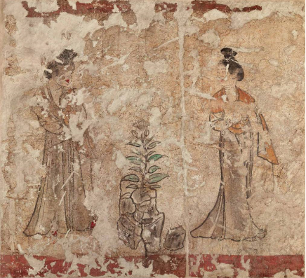 4 ,唐永泰公主墓壁画宫女图(1组) 中文名称:永泰公主墓壁画宫女图 所