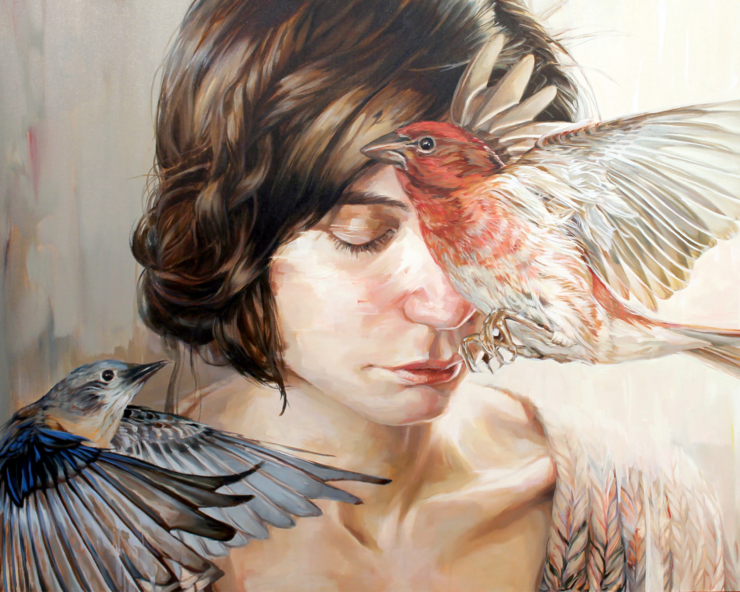 来自portland的插画家meghan howland,人与鸟的和谐画面
