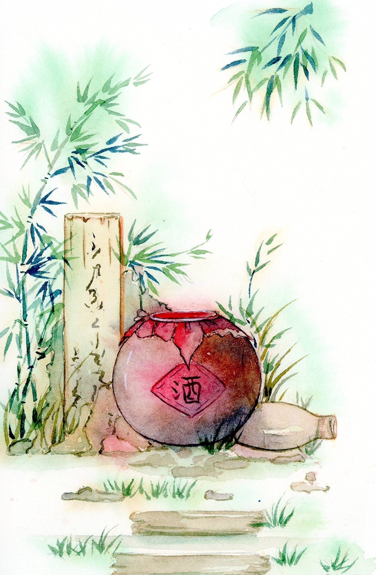 水彩手绘,古风插画,中国风