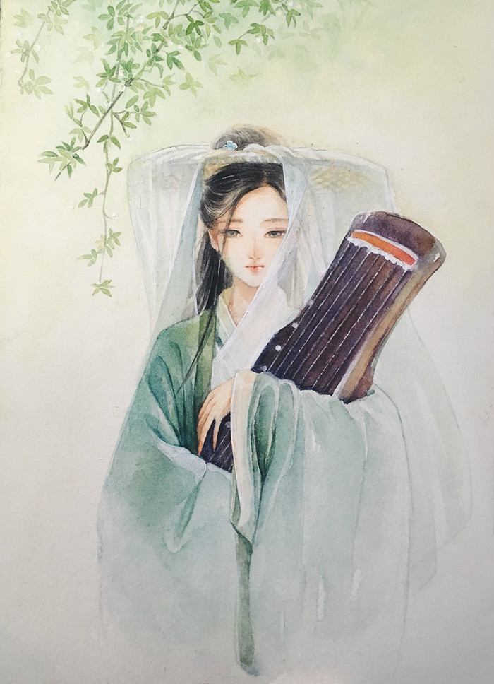 唯美古风手绘插画壁纸,当年相知未回首,空叹年华似水流