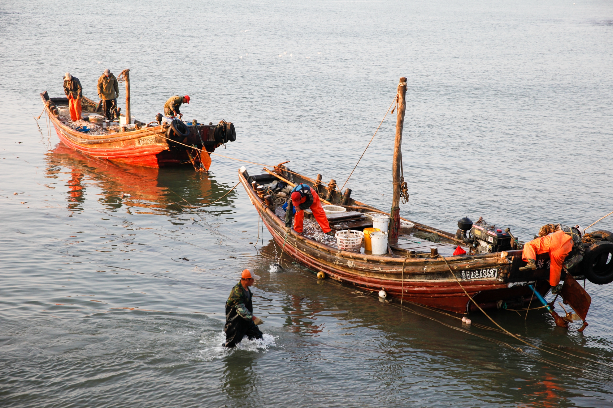 日照渔村的渔民生活