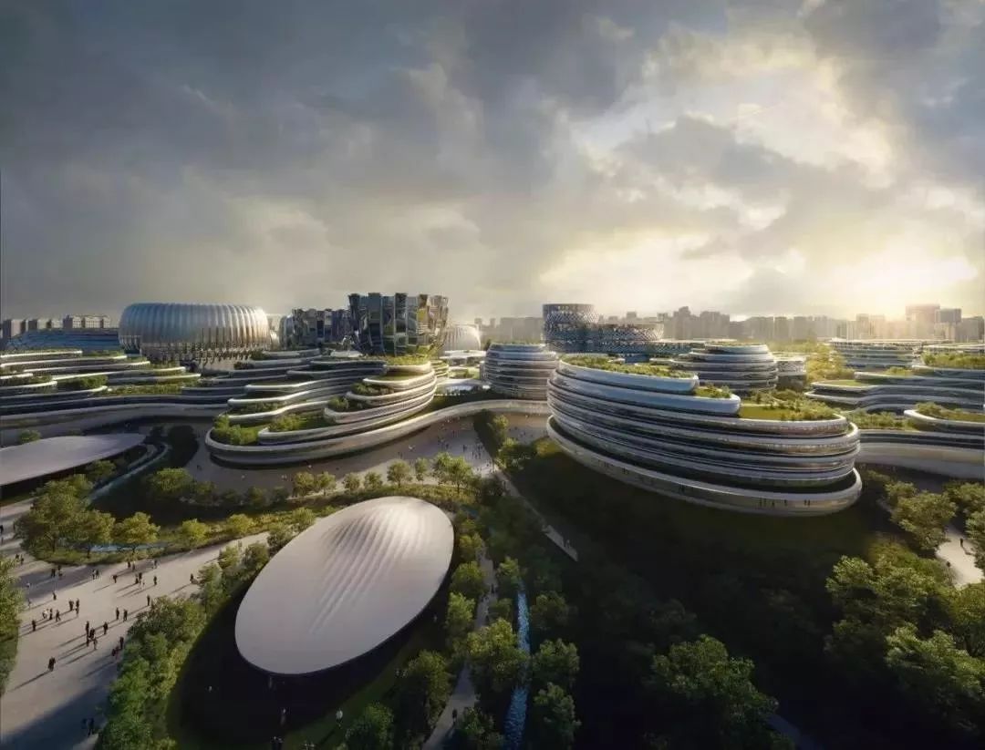 扎哈事务所成都独角兽岛首座建筑,展览会议中心接近完工